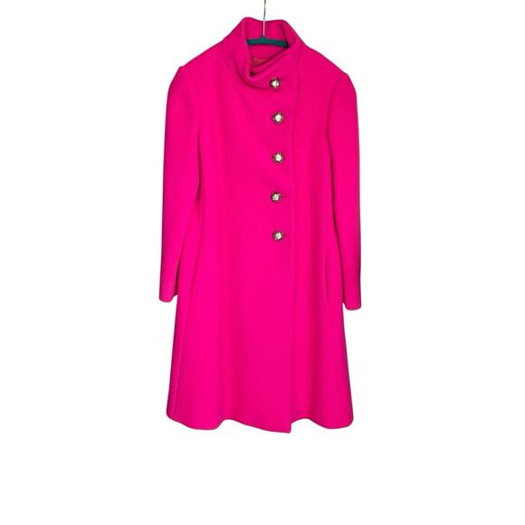Vintage Hot Pink Wool Coat Original Buttons Mod Union Made USA 60s Simonelli - Picture 3 of 13